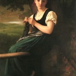 The Knitting Woman painting by William Adolphe Bouguereau